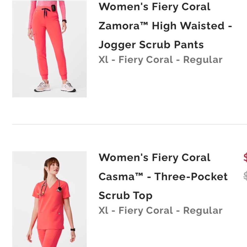 Figs Women's Scrub Top and Pants Set in Bright Orange - Picture 10 of 10
